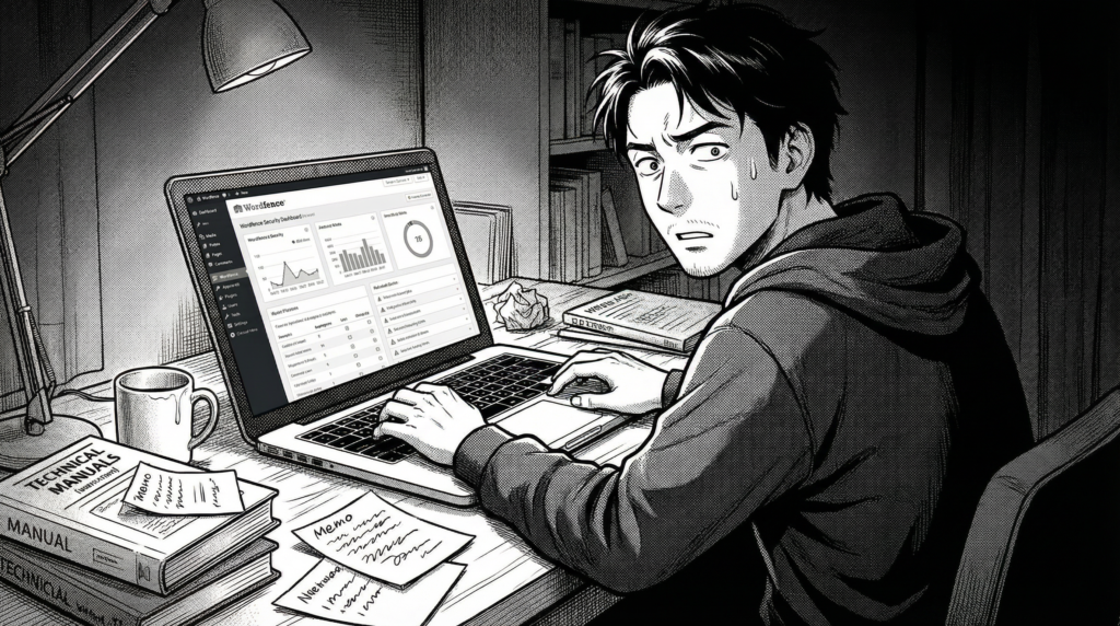 画像 自宅で深夜にノートパソコンを開き、ECサイトの商品ページのSEO設定を調整している